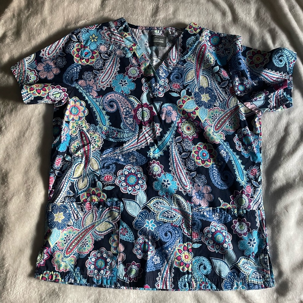 Floral Paisley Buttersoft Women's Scrub Top